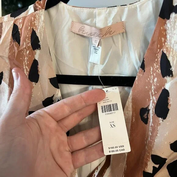 37 NEW $160 Anthropologie HUTCH Blaise Wrap Mini Dress Sz XS Brown Motif